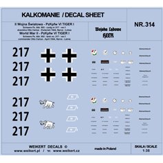 Weikert 1:35 Decals for Pz.Kpfw.VI Tiger- Otto Carius - no.217 - Schwere Pz.Abt. 502, Narva - Latvia, IV.1944 - ver.1