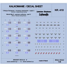 Weikert 1:35 Kalkomanie Mundury niemieckie - Luftwaffe - dywizja Hermann Goring - cz.3