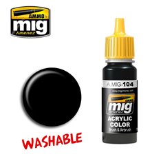 Ammo of MIG Farba akrylowa Washable Black - 17ml