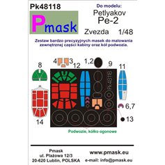 Pmask 1:48 Maski do Petlyakov Pe-2 dla Zvezda