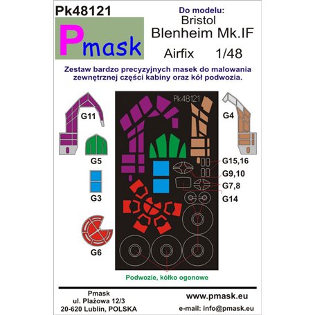 Pmask Pk48121 Maski do kabin Bristol Blenheim MkIF