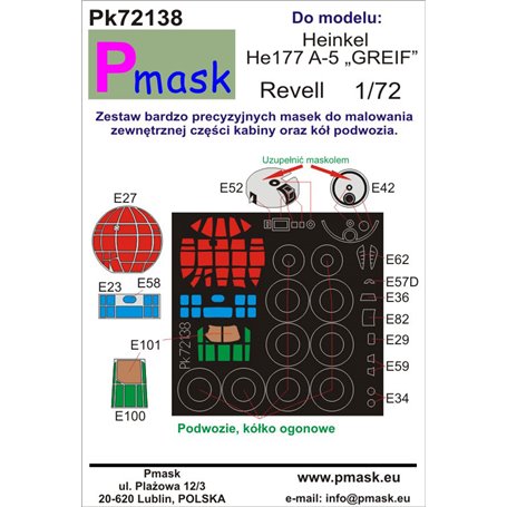 Pmask Pk72138 maski do kabin Heinkel He177 A-5