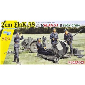 Dragon SMART KIT 1:35 20mm Flak 38 mit Sd.Ah.51 wczesna / późna produkcja z załogą - 2w1