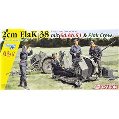 Dragon SMART KIT 1:35 20mm Flak 38 mit Sd.Ah.51 wczesna / późna produkcja z załogą - 2w1