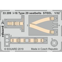 Eduard ZOOM 1:32 Seatbelts for Polikarpov I-16 Type 29 / ICM - STEEL