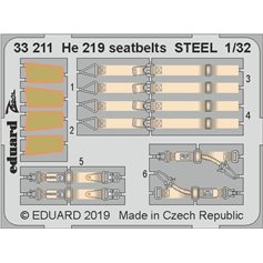 Eduard ZOOM 1:32 Pasy bezpieczeństwa do Heinkel He-219 Uhu dla Revell - STEEL