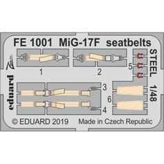 Eduard ZOOM 1:48 Pasy bezpieczeństwa do MiG-17F dla Hobby Boss - STEEL