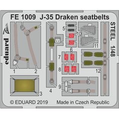 Eduard ZOOM 1:48 Seatbelts for J-35 Draken / Hasegawa - STEEL