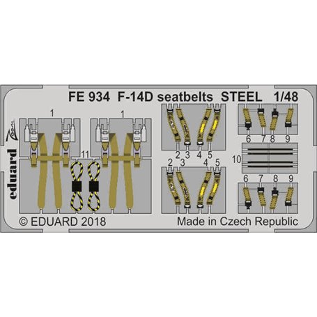 Eduard ZOOM 1:48 Pasy bezpieczeństwa do F-14D seatbelts STEEL TAMIYA