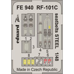 Eduard ZOOM 1:48 Seatbelts for RF-101C / Kitty Hawk - STEEL