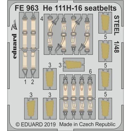 Eduard ZOOM 1:48 Pasy bezpieczeństwa do He 111H-16 seatbelts STEEL ICM