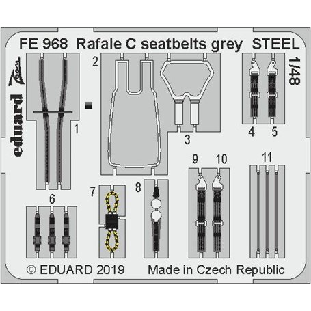 Eduard ZOOM 1:48 Pasy bezpieczeństwa do Rafale C seatbelts grey STEEL Revell