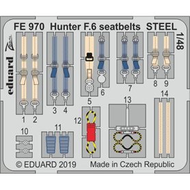 Eduard ZOOM 1:48 Pasy bezpieczeństwa do Hunter F.6 seatbelts STEEL AIRFIX