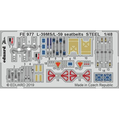 Eduard ZOOM 1:48 Pasy bezpieczeństwa do L-39MS/L-59 seatbelts STEEL TRUMPETER