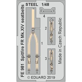 Eduard ZOOM 1:48 Pasy bezpieczeństwa do Supermarine Spitfire FR Mk.XIV dla Airfix - STEEL