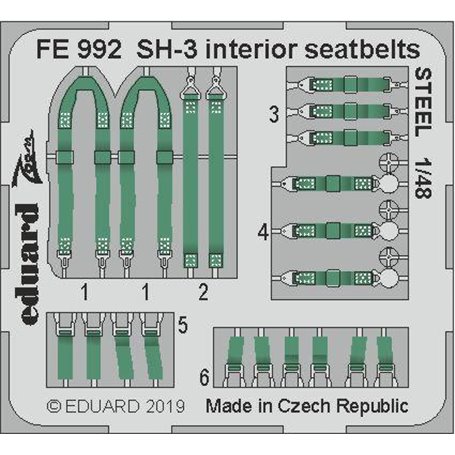 Eduard ZOOM 1:48 Pasy bezpieczeństwa do SH-3 dla Hasegawa - STEEL\