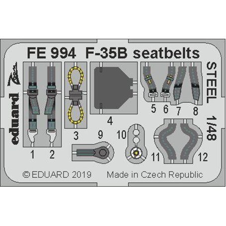 Eduard ZOOM 1:48 Pasy bezpieczeństwa do F-35B seatbelts STEEL KITTY HAWK