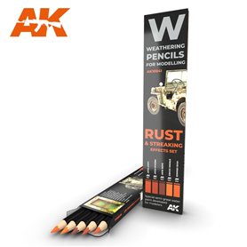 AK Interactive WATERCOLOR SET - zestaw ołówków do weatheringu - RUST AND STREAKING