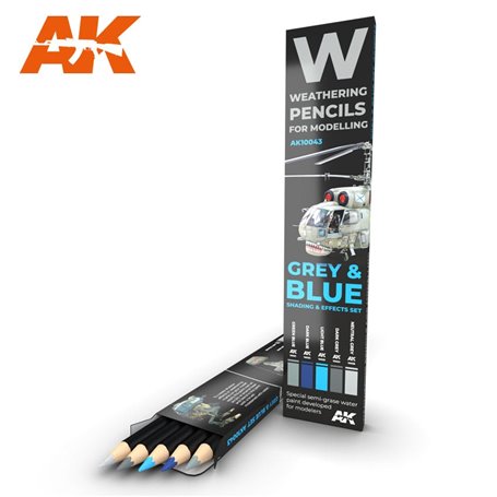 AK Interactive WATERCOLOR SET - zestaw ołówków do weatheringu - GREY AND BLUE CAMOUFLAGES