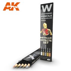 AK Interactive WATERCOLOR SET - zestaw ołówków do weatheringu - METALLICS