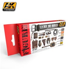 AK Interactive Zestaw farb LEATHER AND BUCKLES - FIGURE SERIES