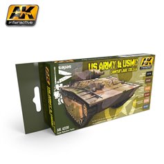 AK Interactive Zestaw farb US ARMY AND USMC CAMOUFLAGE SET - AFV SERIES