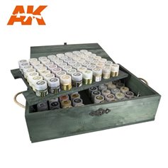 AK Interactive RC PAINTS WOODEN BOX AFV - pojemnik z 114 farbami REAL COLOR