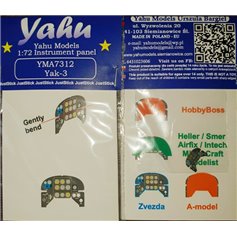 Yahu Models 1:72 Tablica przyrządów for Yakovlev Yak-3 / Zvezda / Hasegawa / Heller 