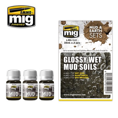 Ammo of MIG Glossy Wet Mud Soils - MUD AND EARTH SETS 