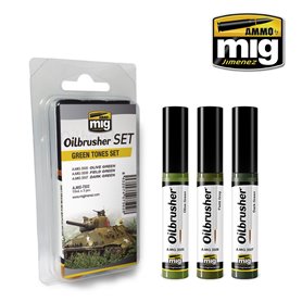 Ammo of MIG Zestaw Oilbrusher Green Tones Set
