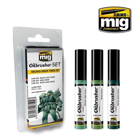 Ammo of MIG Oilbrusher Mechas Green Tones Color Set