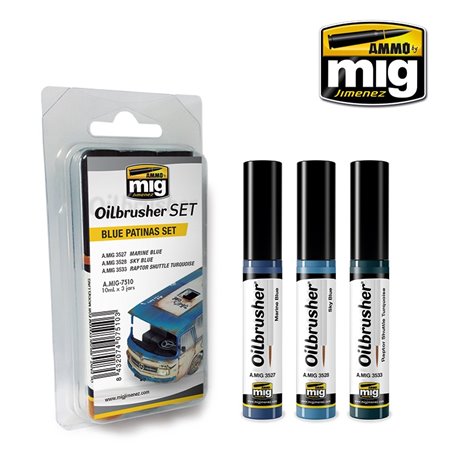 Ammo of MIG Zestaw Oilbrusher Blue Patinas Color Set