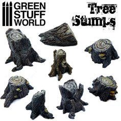 Green Stuff World TREE STUMPS - żywiczne pnie - 8szt.