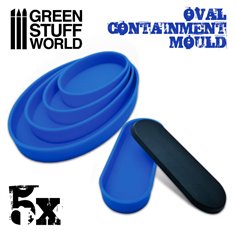 Green Stuff World CONTAINMENT MOULDS FOR BASES - OVAL - 5szt.