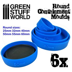 Green Stuff World CONTAINMENT MOULDS FOR BASES - ROUND - 6szt.