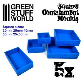 Green Stuff World 5x Containment Moulds for Bases – Square