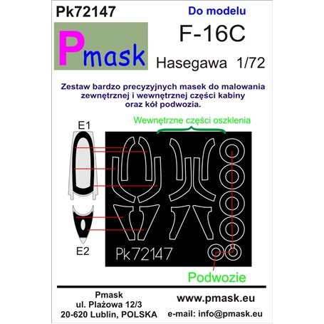 Pmask Pk72147 maski do kabin F-16C  Hasegawa