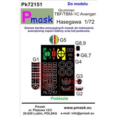 Pmask 1:72 Maski do TBF / TBM-1C Avenger dla Hasegawa