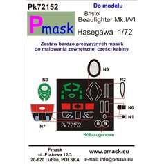 Pmask 1:72 Masks for Bristol Beaufighter Mk.I / Mk.IV - Hasegawa 