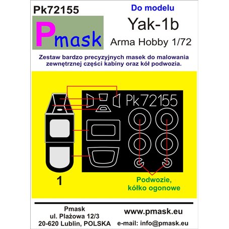 Pmask Pk72155 maski do kabin Yak-1b - Arma Hobby