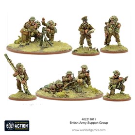 Bolt Action British Army Support Group (HQ, Mortar & MMG)