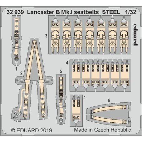 Eduard Lancaster B Mk.I seatbelts STEEL 1/32 dla HKM