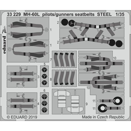 Eduard MH-60L pilots/gunners seatbelts STEEL 1/35 dla KITTY HAWK