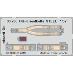Eduard ZOOM 1:32 Seatbelts STEEL for Grumman F6F-3 Hellcat - Trumpeter 