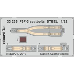 Eduard ZOOM 1:32 Pasy bezpieczeństwa STEEL do Grumman F6F-3 Hellcat dla Trumpeter