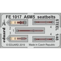 Eduard ZOOM 1:48 Seatbelts STEEL for Mitsubishi A6M5 Zero - Tamiya