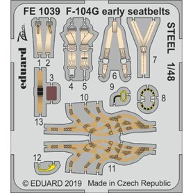 Eduard F-104G early seatbelts STEEL 1/48 dla KINETIC