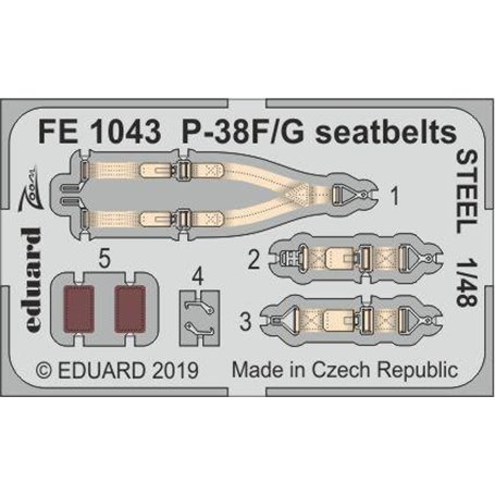 Eduard P-38F/G seatbelts STEEL 1/48 dla TAMIYA