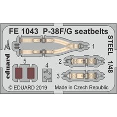 Eduard ZOOM 1:48 Pasy bezpieczeństwa STEEL do Lockheed P-38F/G dla Tamiya