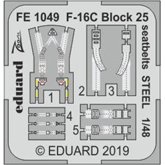 Eduard ZOOM 1:48 Pasy bezpieczeństwa STEEL do F-16C Block 25 dla Tamiya